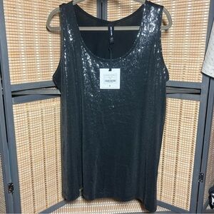 Agnes & Dora Shimmering Black Sequin Tank Top